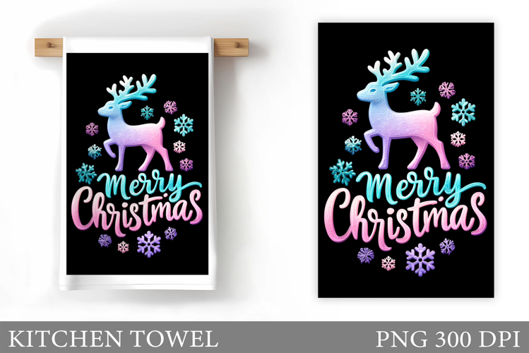 Reindeer Kitchen Towel. Christmas Kitchen Towel Design
