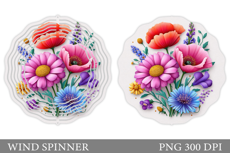 Floral Wind Spinner Sublimation. Flowers Wind Spinner Design
