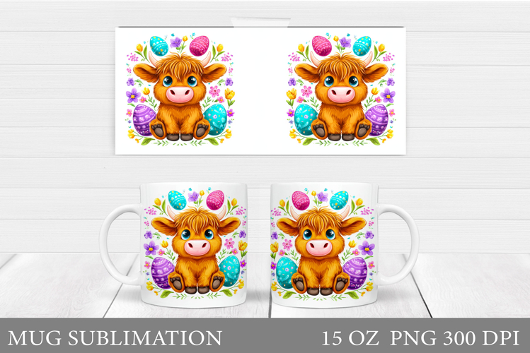 Easter Cow Mug Sublimation. Easter Mug Design