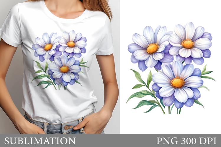 Daisy Flowers Sublimation. Flowers T-Shirt Sublimation