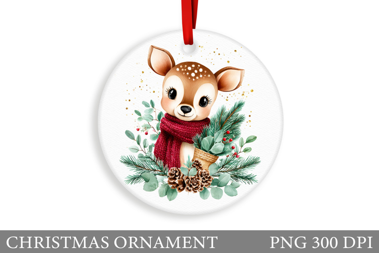 Cute Deer Christmas Ornament. Christmas Ornament Sublimation