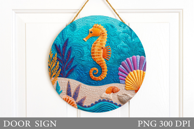 Seahorse Door Sign Sublimation. Summer Door Sign Design example image 1