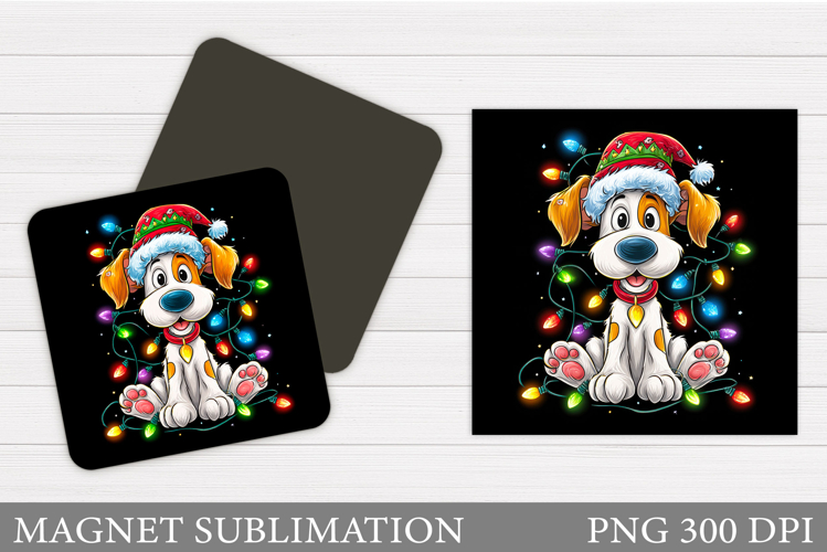 Christmas Dog Magnet Design. Christmas Magnet Sublimation