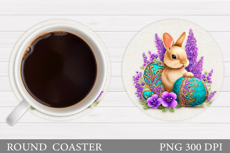 Easter Bunny Round Coaster. Bunny Easter Coaster Design
