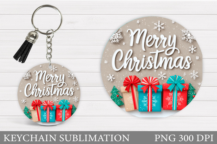 Merry Christmas Keychain. Christmas Keychain Design