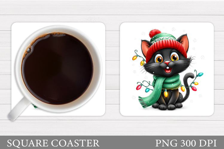 Christmas Cat Coaster Design. Christmas Coaster Sublimation