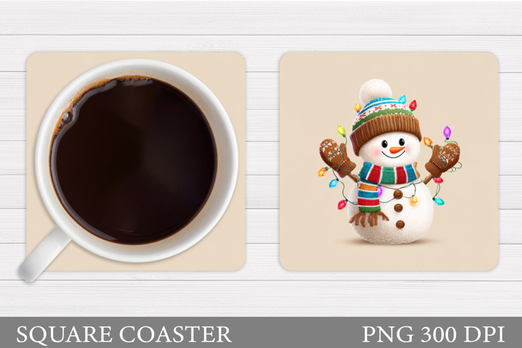 Cute Snowman Coaster Sublimation. Christmas Coaster Design