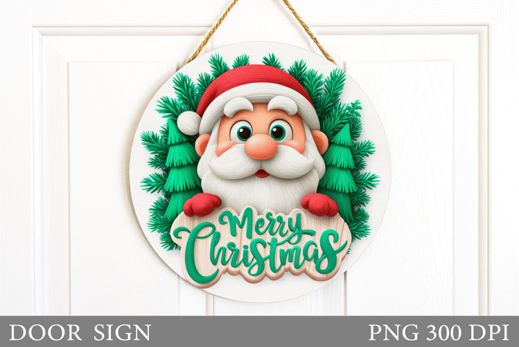 Cute Santa Claus Door Sign. Christmas Door Sign Sublimation