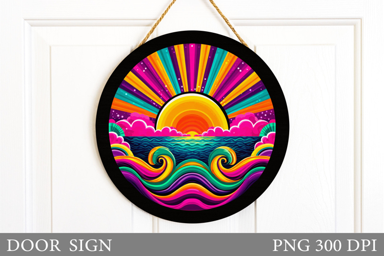Sun Door Sign Sublimation. Sea Door Sign Design