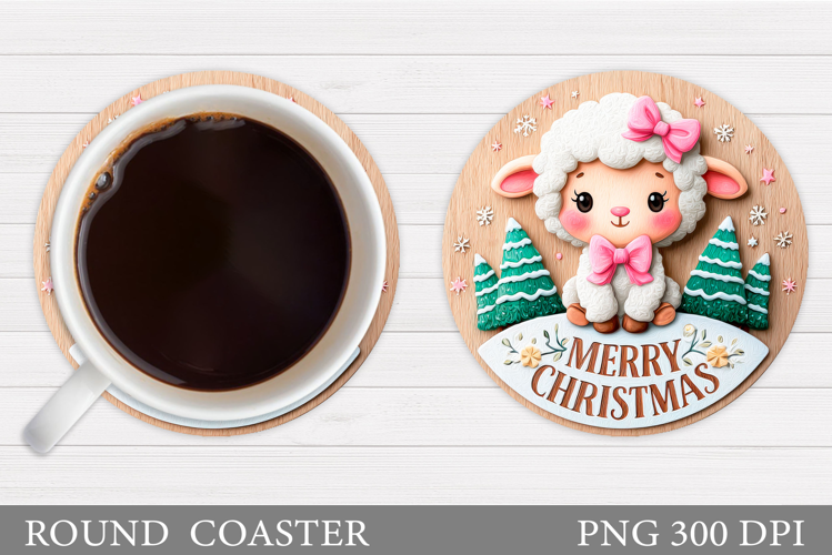 Christmas Lamb Coaster. Christmas Coaster Sublimation