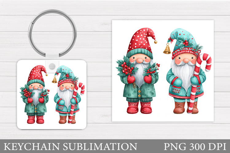 Christmas Gnome Keychain. Christmas Keychain Sublimation