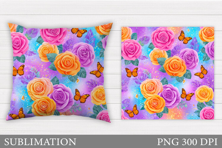 Roses Pillow Sublimation. Flowers Sublimation example image 1