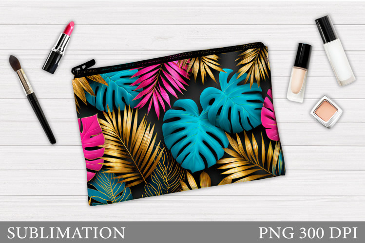 Palm Leaves Makeup Bag. Tropical Leaves Makeup Pouch