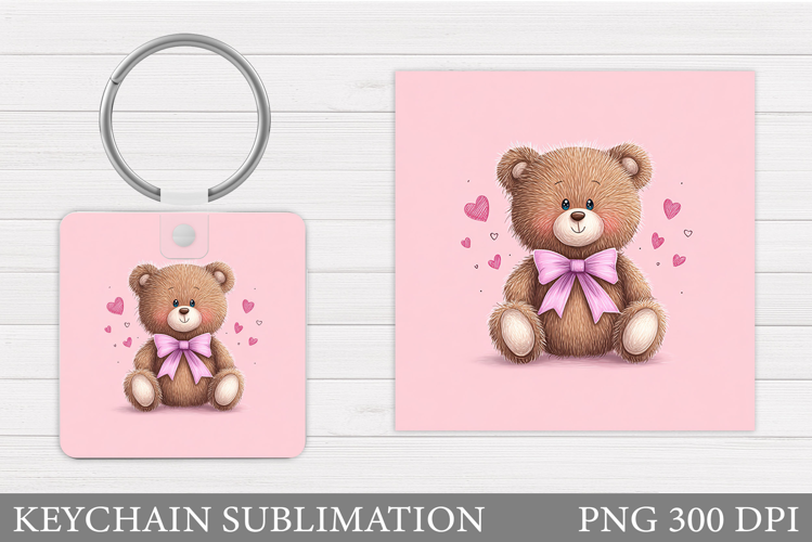 Valentines Bear Keychain. Valentines Keychain Sublimation