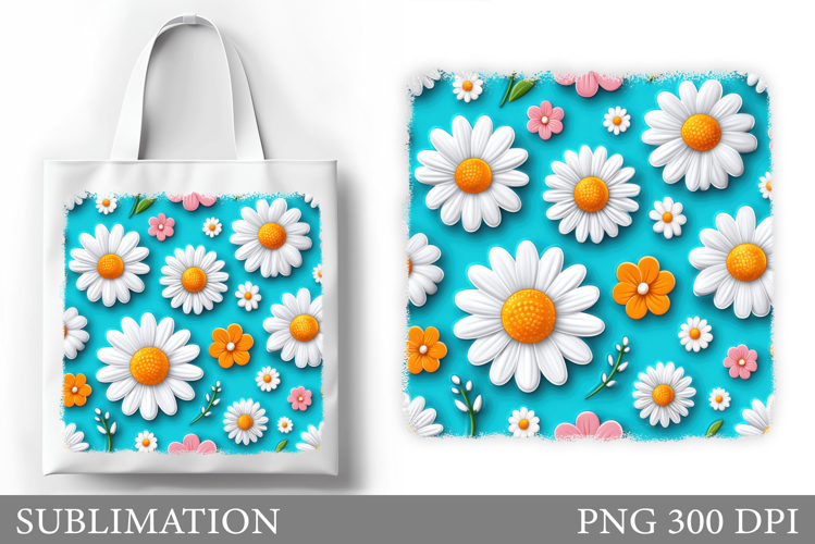 Daisy Flowers Tote Bag Design. Flowers Tote Bag Sublimation