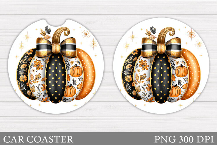 Fall Pumpkin Car Coaster. Fall Car Coaster Sublimation example image 1
