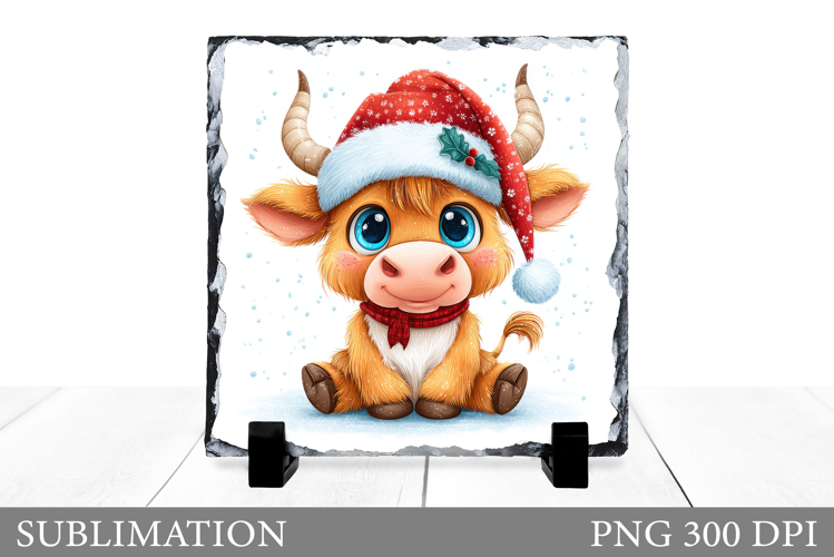 Christmas Cow Sublimation. Christmas Cow Slate Design