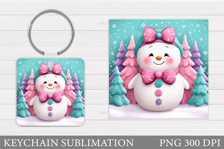 Christmas Snowman Keychain. Christmas Keychain Sublimation