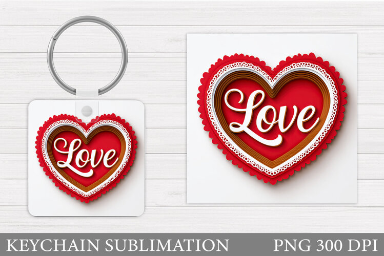 Love Keychain Design. Valentine Keychain Sublimation example image 1