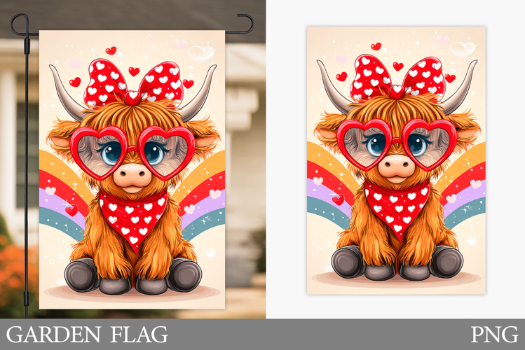 Valentines Cow Garden Flag. Valentines Garden Flag Design