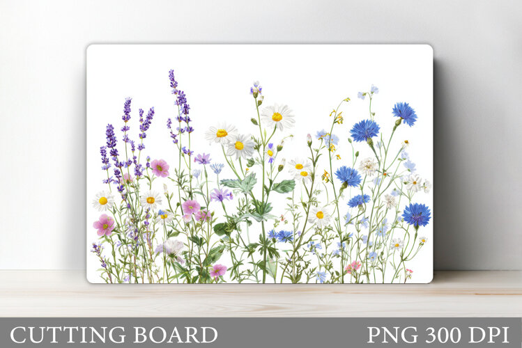 Flowers Cutting Board Sublimation. Wildflowers Cutting Board example image 1