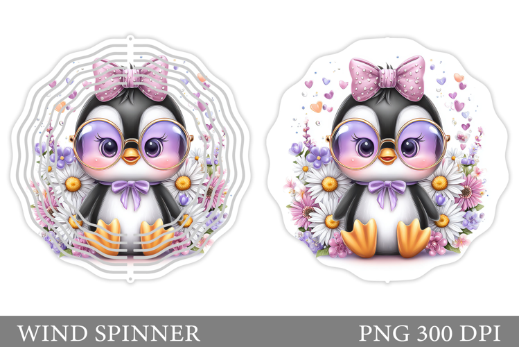 Cute Penguin Wind Spinner Design. Cute Penguin Sublimation