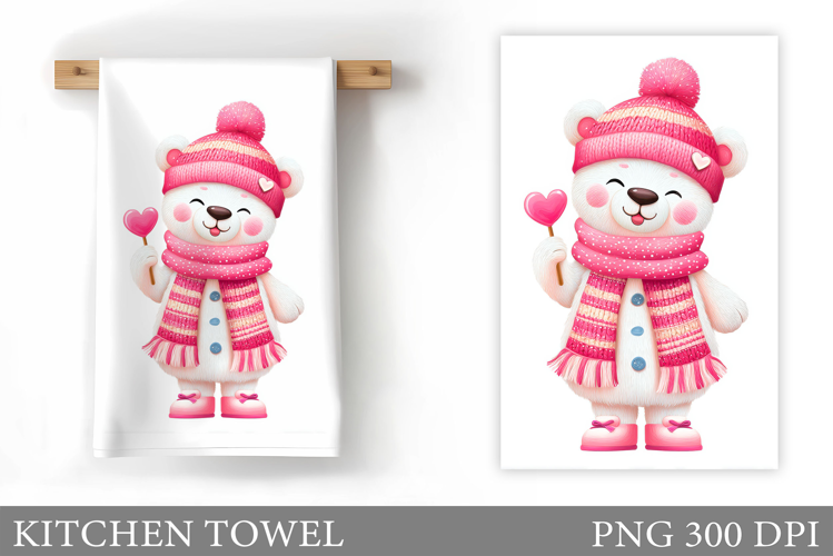 Valentines Bear Kitchen Towel. Valentines Kitchen Towel
