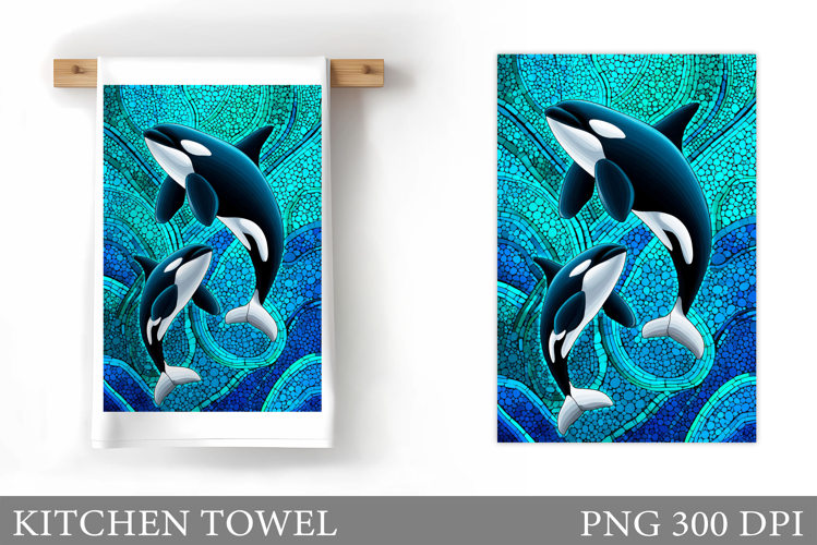 Killer Whale Kitchen Towel. Killer Whale Sublimation