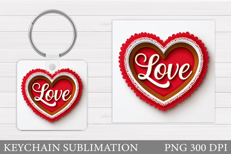 Love Keychain Design. Valentine Keychain Sublimation