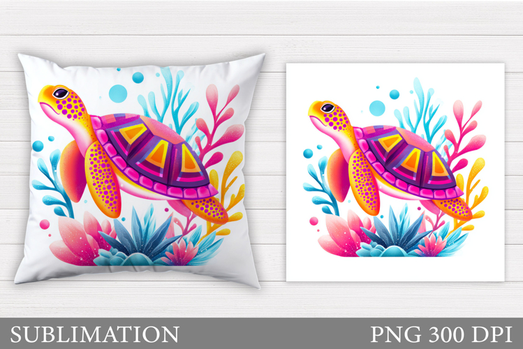 Cute Turtle Pillow Design. Sea Turtle Sublimation
