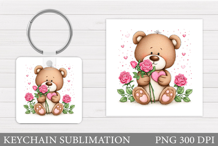 Valentines Bear Keychain. Cute Bear Keychain Design