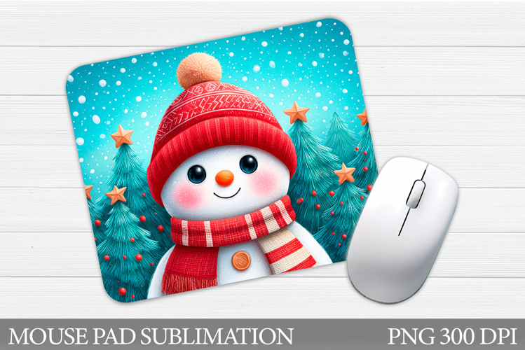 Snowman Mouse Pad Design. Christmas Mouse Pad Sublimation