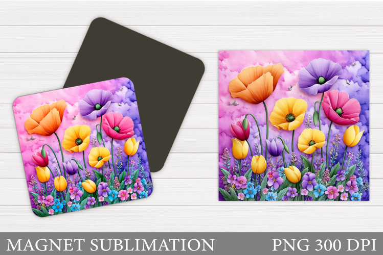 Flowers Magnet Design. Floral Magnet Sublimation