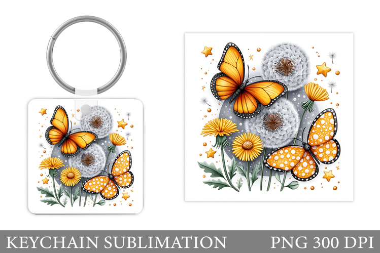 Butterflies Keychain Design. Butterflies Sublimation