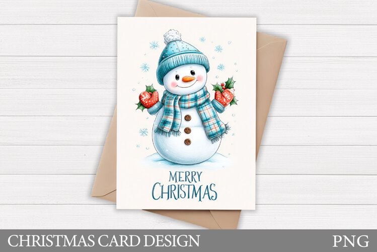 Snowman Card Printable. Christmas Card Design example image 1