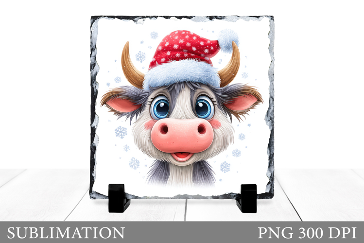 Christmas Cow Sublimation. Christmas Cow Slate Design