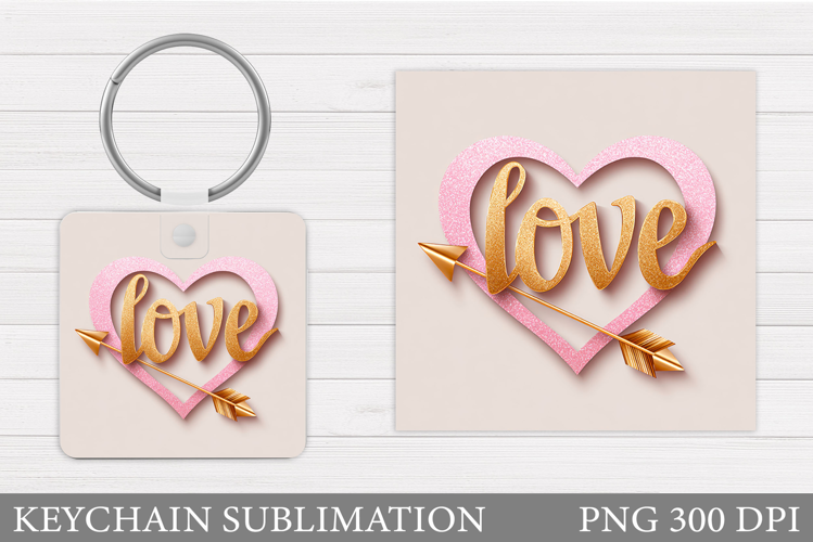 Love Keychain Design. Valentine Keychain Sublimation