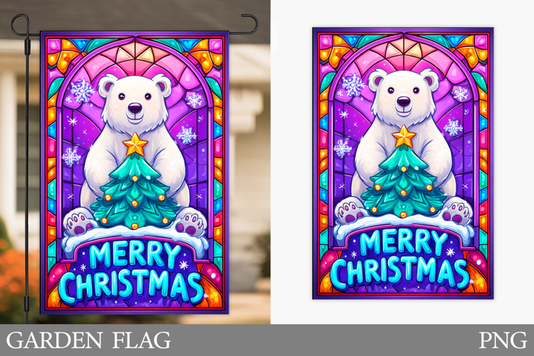 Polar Bear Garden Flag. Christmas Garden Flag Design