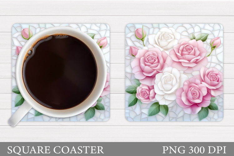 Roses Coaster Sublimation. Flowers Coaster Design