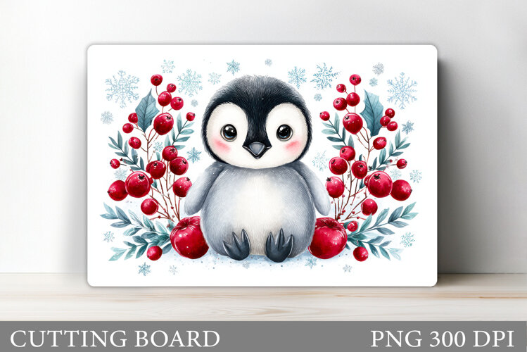 Cute Penguin Cutting Board. Christmas Cutting Board Design example image 1