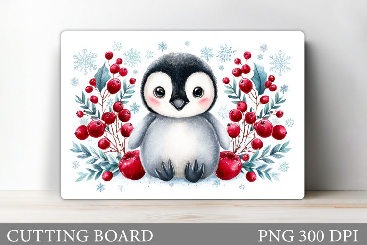 Cute Penguin Cutting Board. Christmas Cutting Board Design