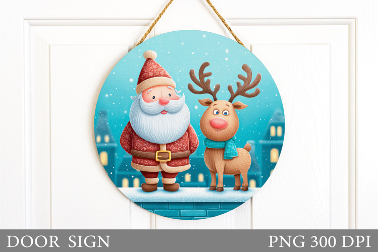 Santa Claus Door Sign. Christmas Door Sign Design