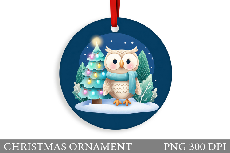 Christmas Owl Christmas Ornament. Christmas Owl Sublimation