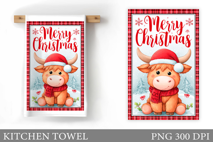 Christmas Cow Kitchen Towel Design. Christmas Kitchen Towel