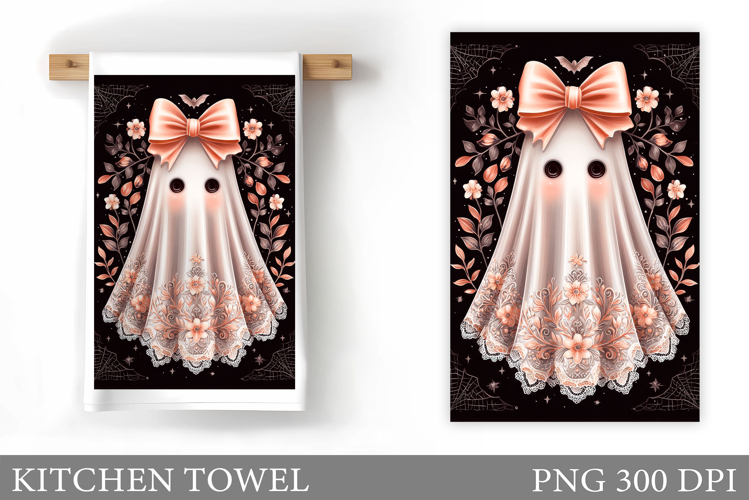 Cute Ghost Kitchen Towel. Cute Halloween Kitchen Towel