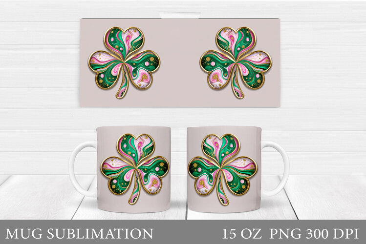 St Patrick Clover Mug Design. St Patrick Mug Sublimation example image 1