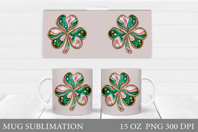 St Patrick Clover Mug Design. St Patrick Mug Sublimation