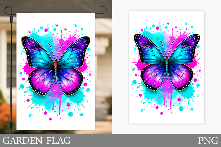 Butterfly Garden Flag Design. Summer Garden Flag Sublimation