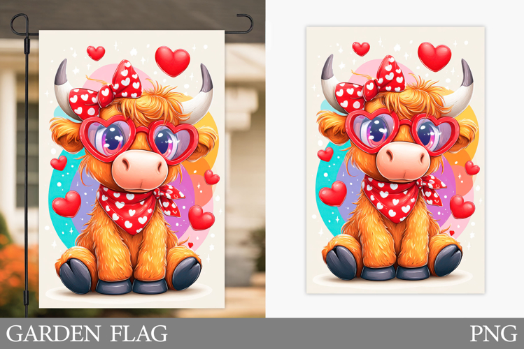 Valentines Cow Garden Flag. Valentines Garden Flag Design