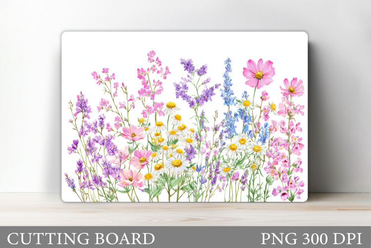 Flowers Cutting Board Sublimation. Wildflowers Cutting Board